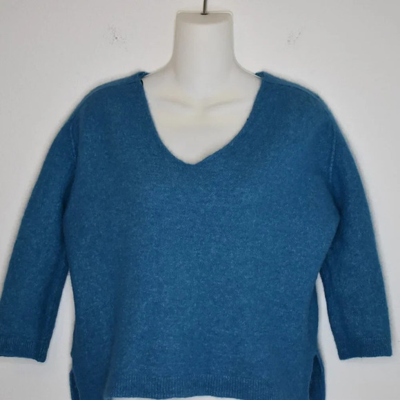 Massimo Dutti Sweater Sz S Crop Boxy Alpaca Wool Blend Crop 3/4 Sleeve Boho - Picture 2 of 15